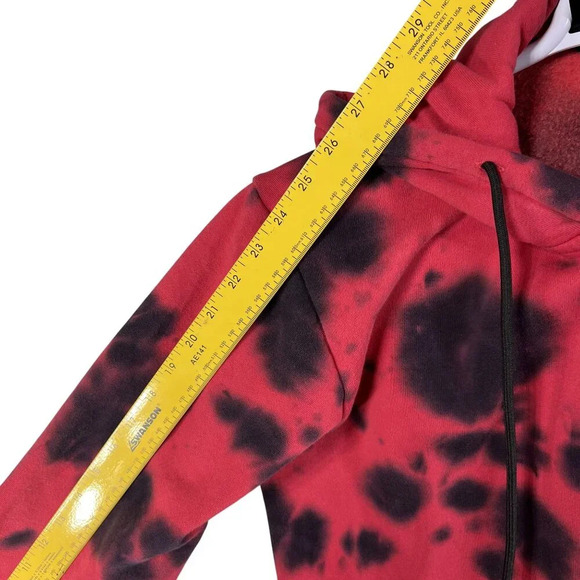 NWT AD Mens S Womens M Hoodie Red Black Tie-Dye Skull Graphic Hoodie Jacket - Picture 13 of 16